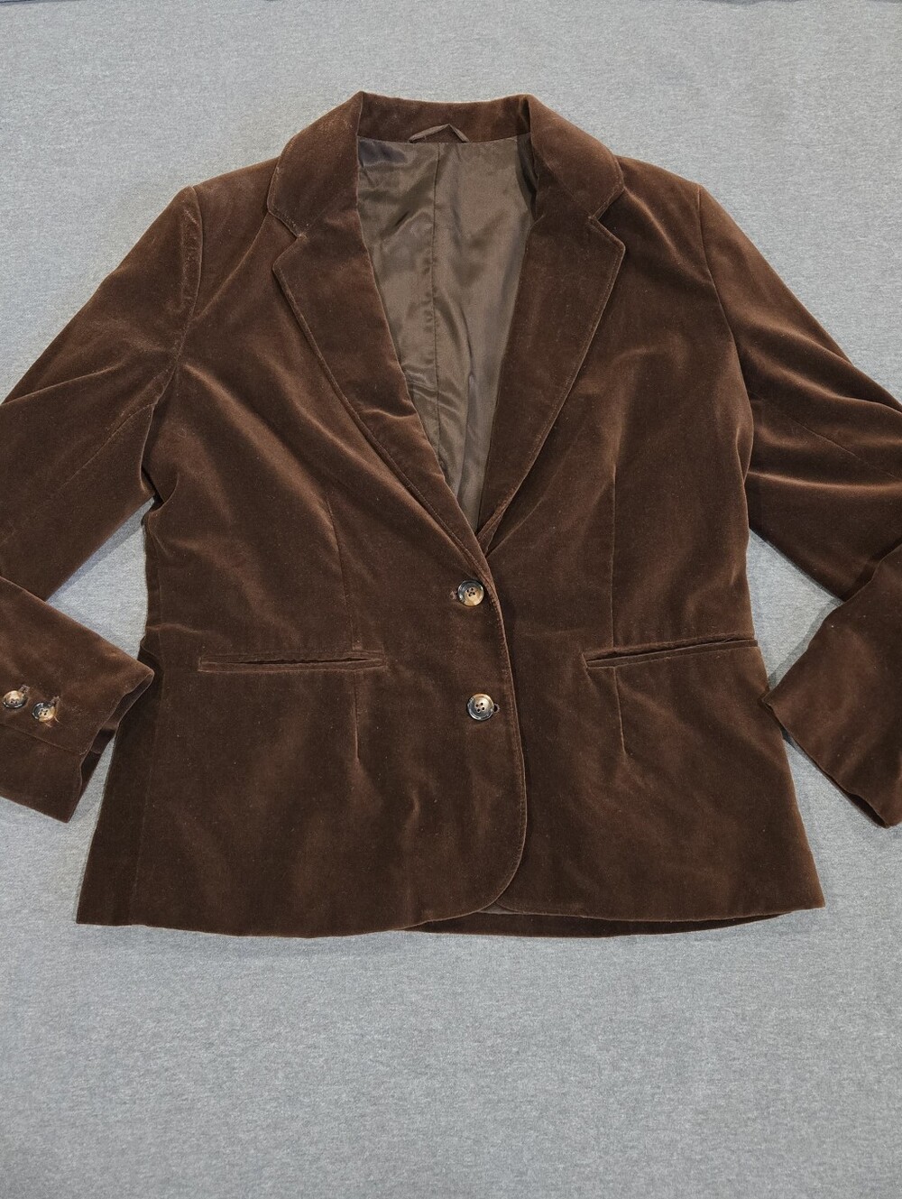 Vintage Sears Velvet Button Down Blazer Size 12 Brown Pockets 70s Small Medium